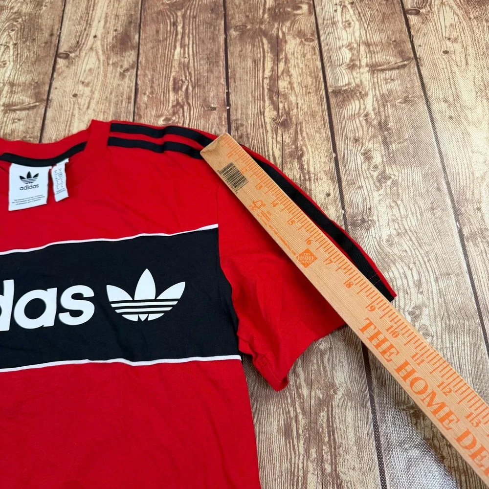 Adidas Originals Trefoil T Shirt Mens Small Red Black Three Stripes Graphic